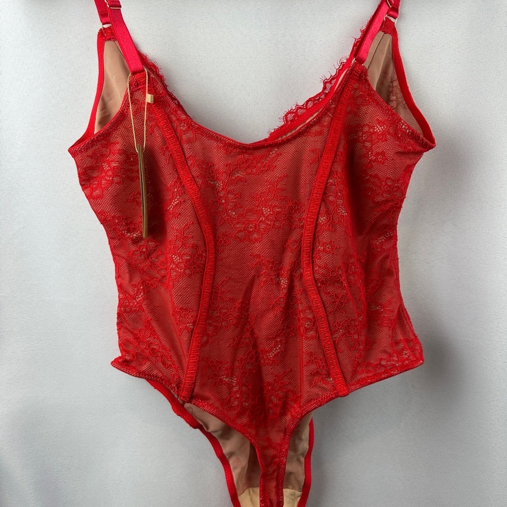 Elegant Red Lace Bodysuit by ShapeLLX Size L